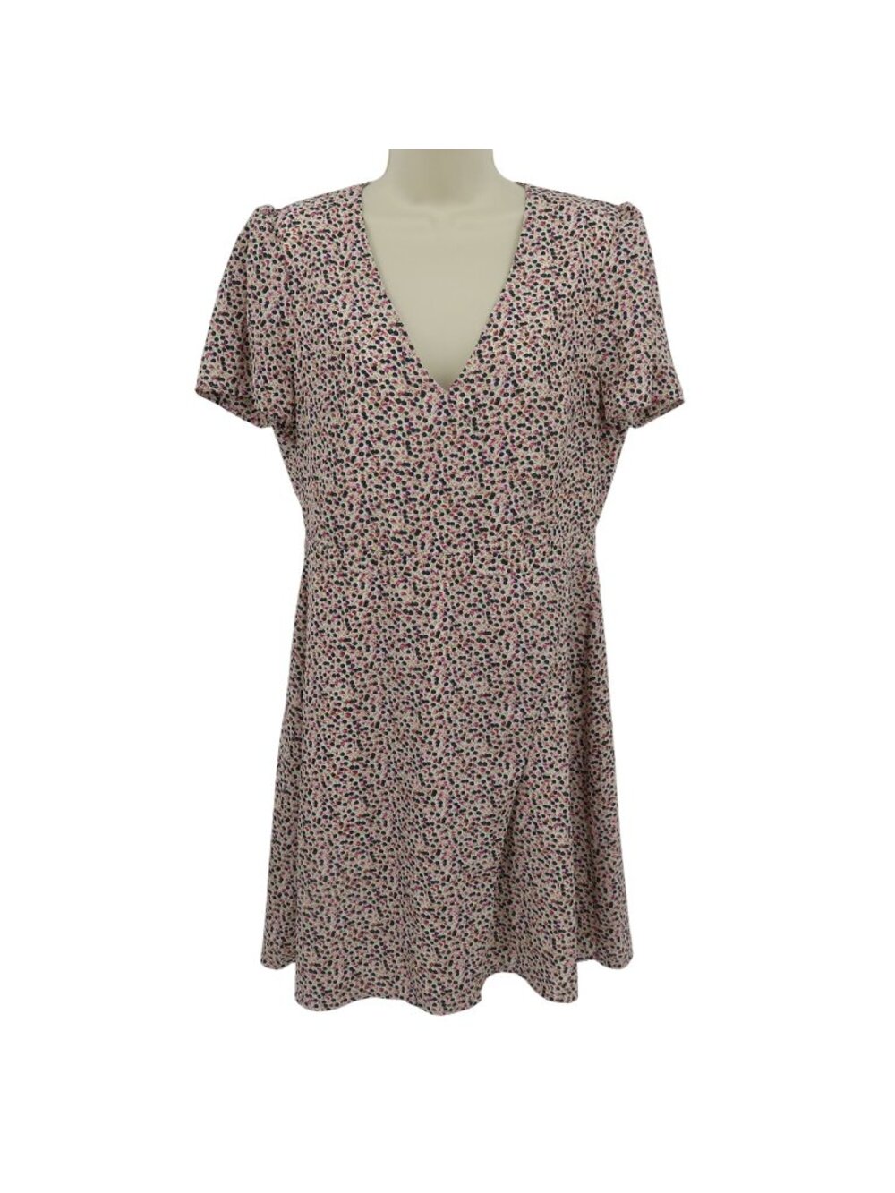 J Crew Women 10 Pink Blue Flower Floral V Neck Short Sleeve Sundress Dress Chic